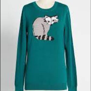 ModCloth Thief inthe Knit Raccoon Pullover Sweater